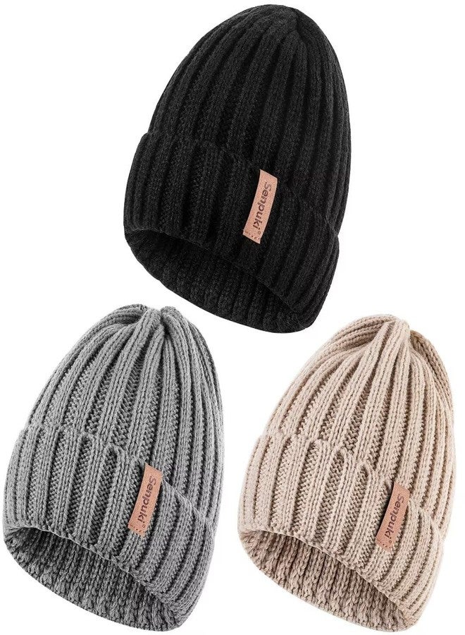 SENPUKI Womens Winter Knitted Beanie Hat 3PCS,Warm Knit Fashionable Caps,Womens Beanie for Fall Cold Weather Color1 - Image 1